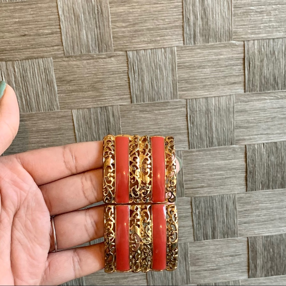 Gold and Dark Orange Bracelet